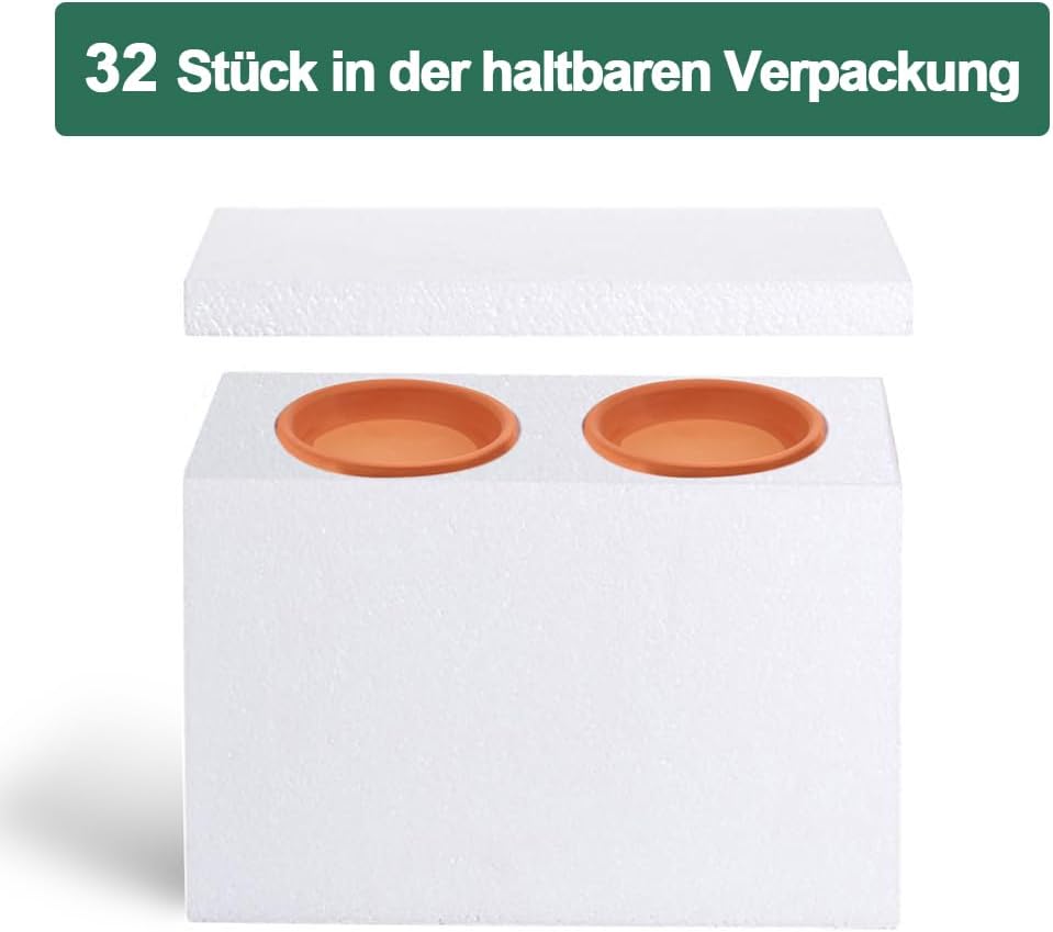 5.1 cm kleiner Terrakotta-Untersetzer – 32 Stück runde Mini-Blumentopf-Untersetzer, kleine Ton-Pflan