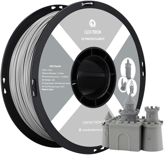QIDI TECH ABS Rapido Filament 1.75mm, 3D Drucker Filament ABS 1kg Spule (2.2lbs), geeignet für Hochg