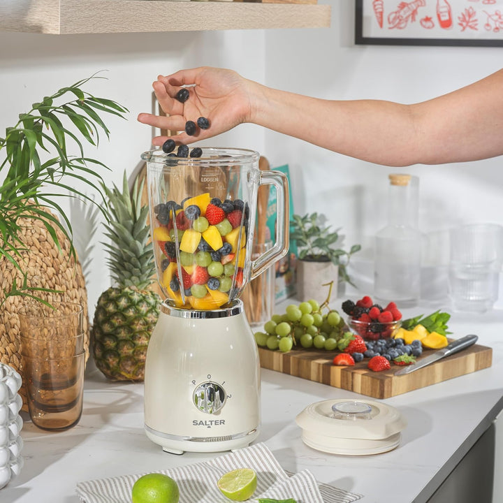 Salter Retro Cream Jug Blender - BPA-freier abnehmbarer 1,5-Liter-Glasbehälter, 2 Geschwindigkeiten
