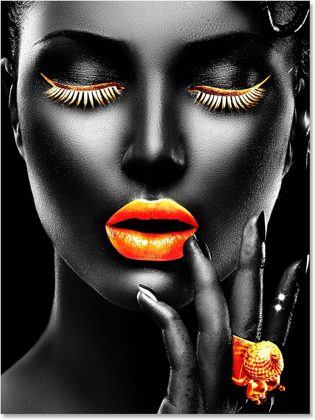 wandmotiv24 Sinnliches Leinwandbild, Grösse 100x75cm, Hochformat, Gesicht Einer Frau, Fotografie, Go