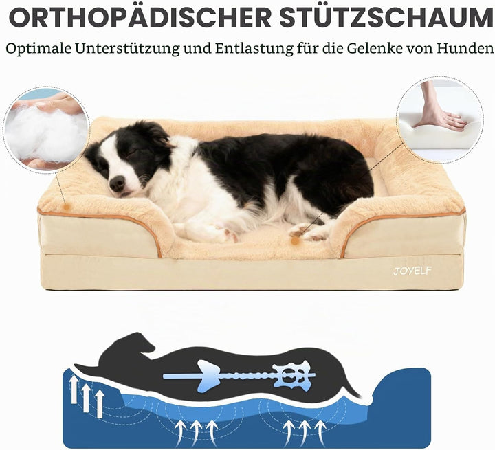 JOYELF Orthopädisches Hundebett für grosse Hunde, wasserdichtes Schaumstoffsofa mit abnehmbarem, was