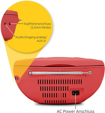TechniSat Viola CD-1 - tragbarer Stereo CD-Player, Boombox mit praktischem Tragegriff (CD-Radio für