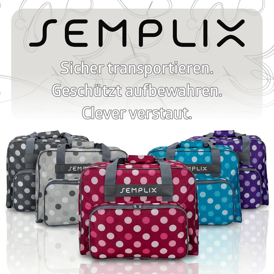 SEMPLIX Bundle Polka Dots Nähmaschinentasche + Nähkorb L (anthrazit/grau)
