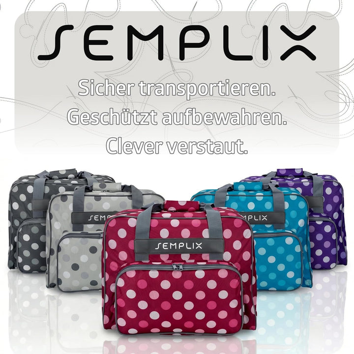 SEMPLIX Bundle Polka Dots Nähmaschinentasche + Nähkorb L (anthrazit/grau)