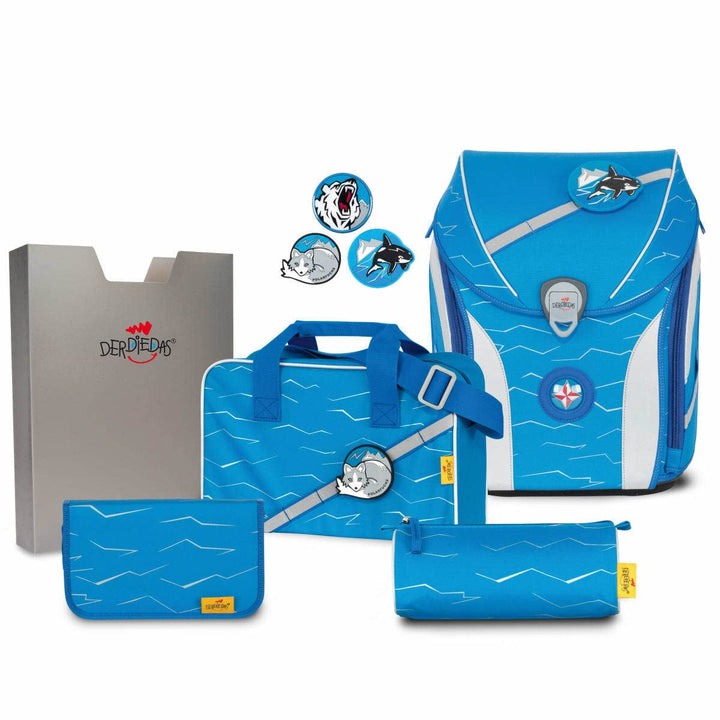 DerDieDas Schulranzen Set 5-tlg. Ergoflex MAX Buttons Polar