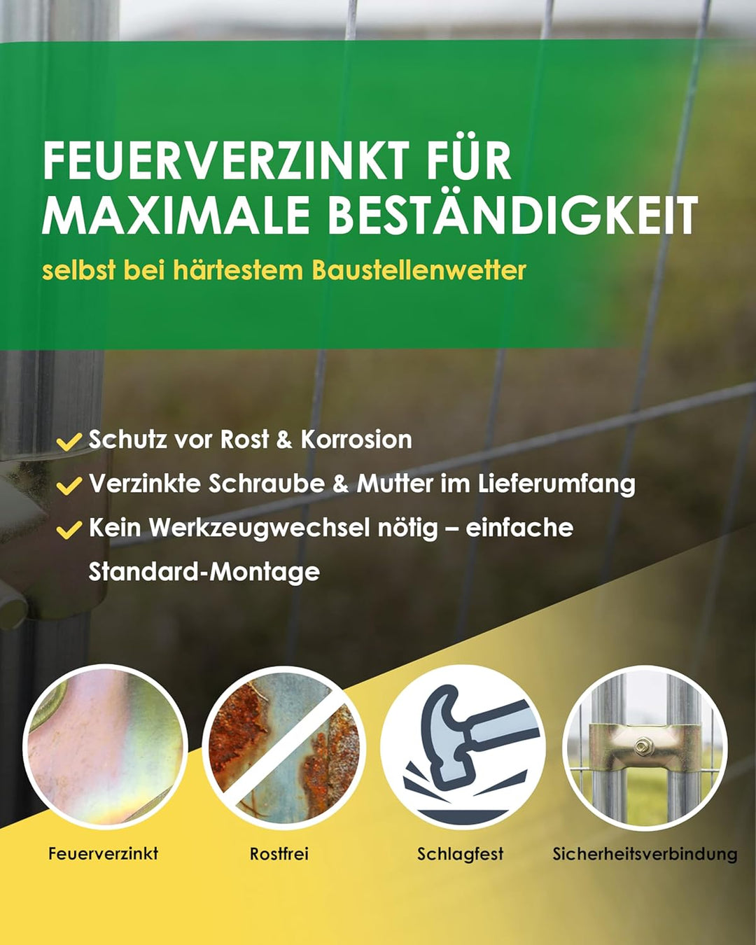 Zaundirekt 10 Stück Bauzaun Verbindungsschelle I 42 x 42mm I Mobilzaun I Verbinder I Schelle I Bauza