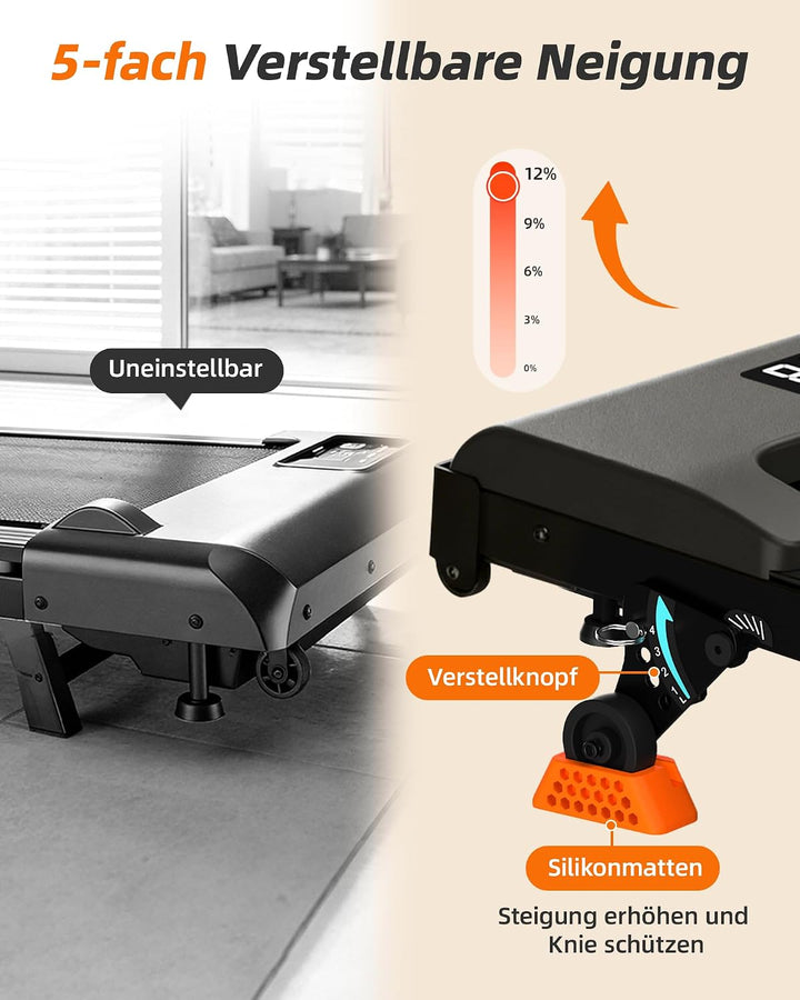 Lichico 3-in-1 Walking Pad mit 0-9% Steigung, Laufband für Zuhause Klein, platzsparendes Heimtrainin