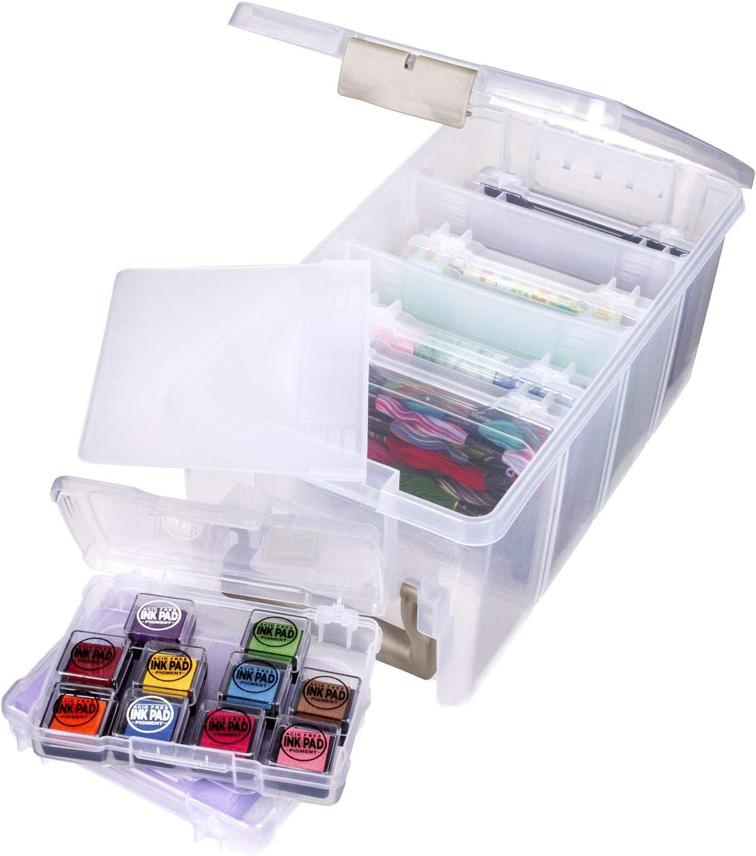 ArtBin Semi Satchel Foto- und Bastelorganizer Set, grosse Box mit [8] Kunststoff-Aufbewahrungsboxen