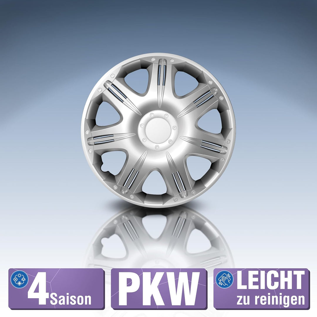 Petex RB514214 Radzierblende Speed Grösse 14 Zoll 2-fach lackiert Material: ABS in Box, silber - 4-e