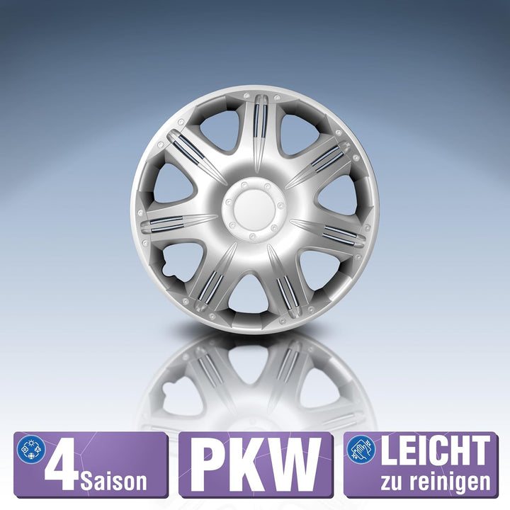 Petex RB514214 Radzierblende Speed Grösse 14 Zoll 2-fach lackiert Material: ABS in Box, silber - 4-e