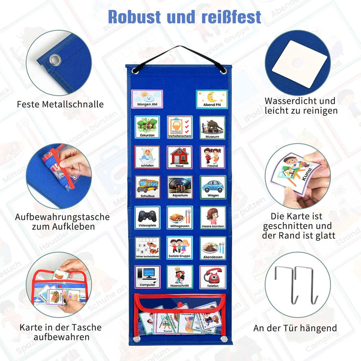 KIKIGOAL Kalender Kinder, Autismus Kinder Kalender Visueller Zeitplan mit 70-Stück deutsche Routine