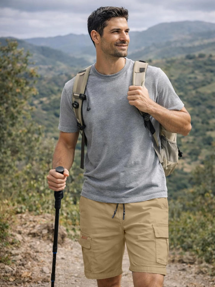 JMIERR Kurze Hosen Herren Baumwolle Cargo Shorts Herren Sommer Freizeithose mit Taschen S D Khaki, S