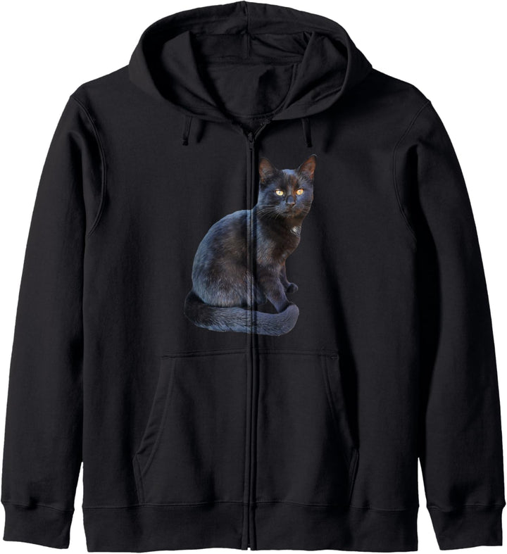 Schwarze Katze Kätzchen Fellnase Geschenk Kitty Babykätzchen Kapuzenjacke
