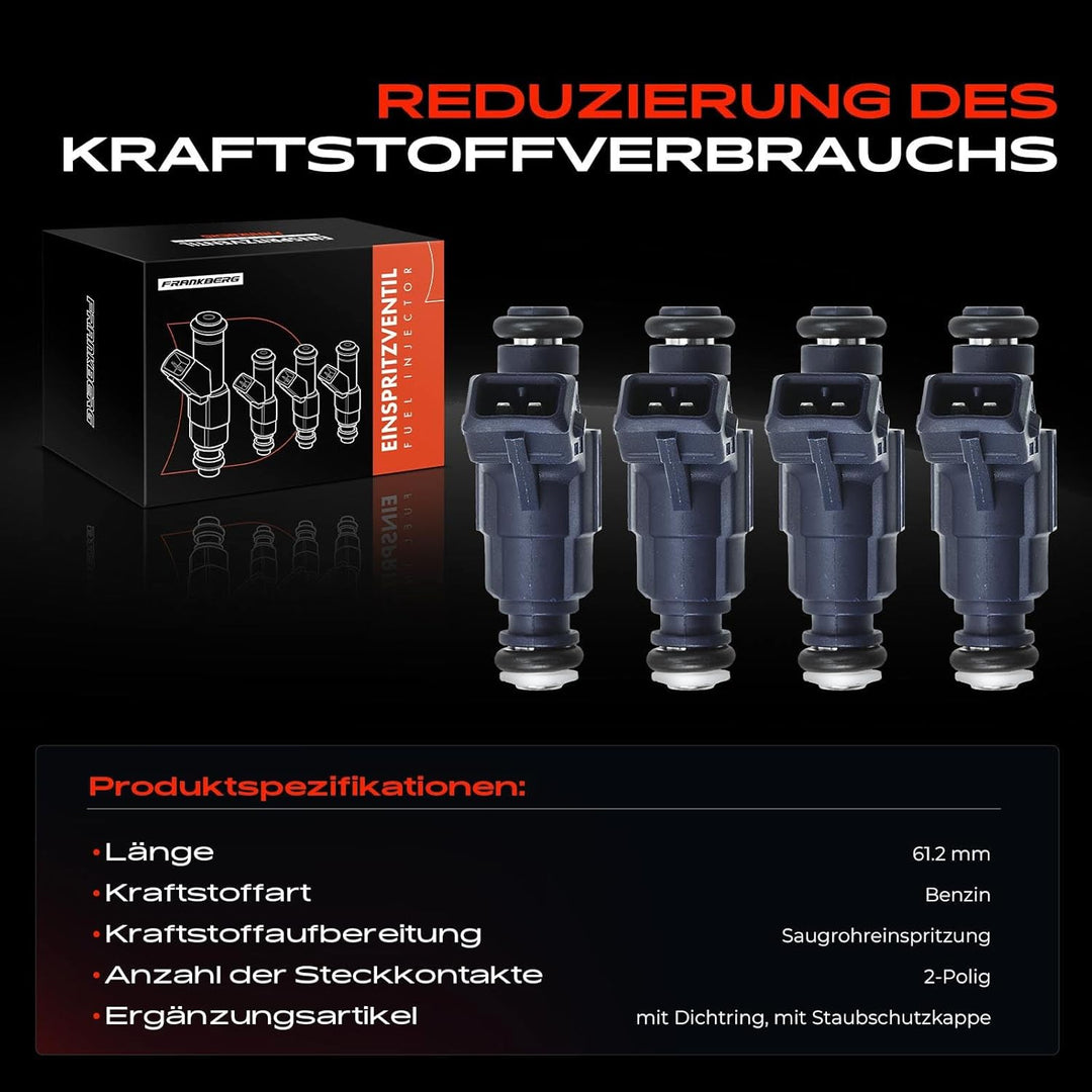 Frankberg 4x Einspritzventil Einspritzdüse Injektor Kompatibel mit A4 2000-2002 Exeo 2008-2010 P.a.s