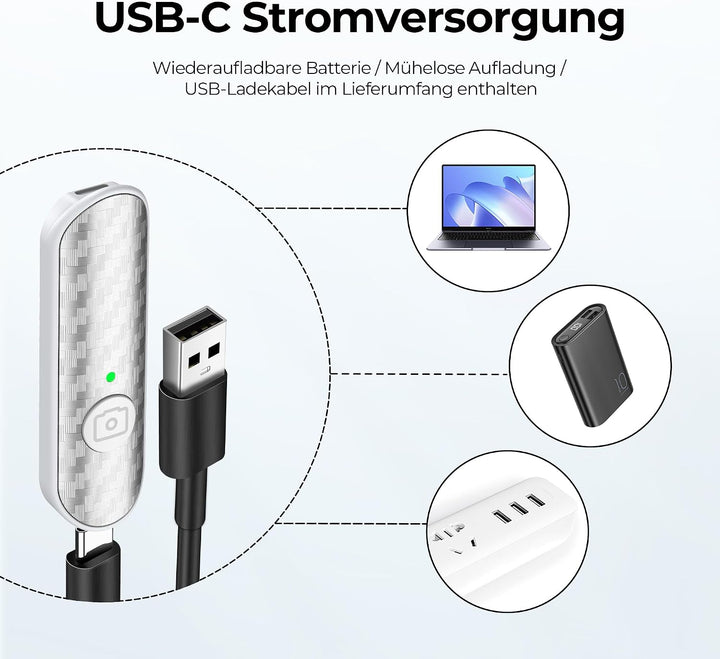 ATUMTEK Bluetooth-Fernauslöser, Design in Carbonfaser, Wiederaufladbare Kamera-Fernbedienung für iOS