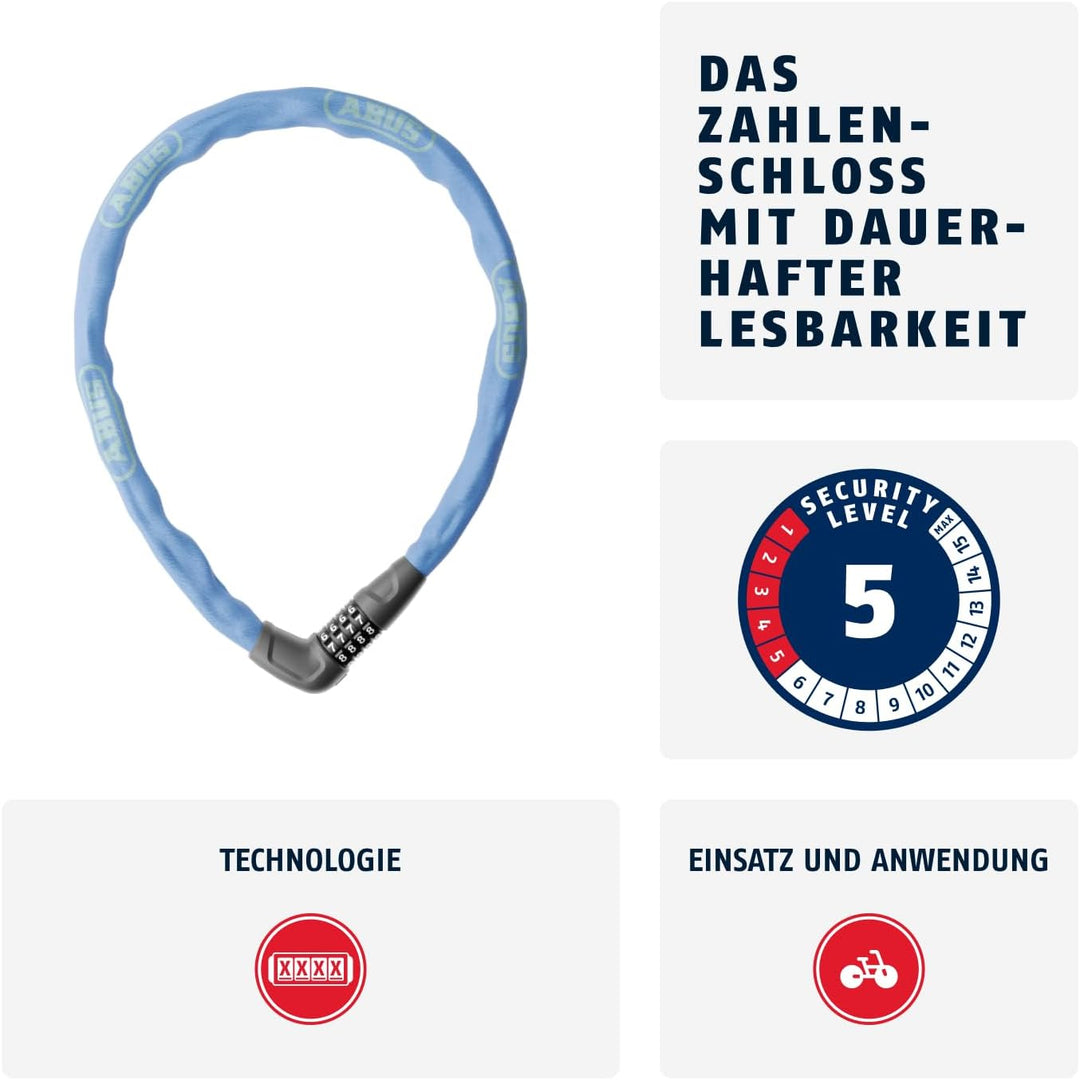 ABUS Kettenschloss Steel-O-Chain 5805C – Zahlenschloss aus 5 mm starken Stahlkette – ABUS-Sicherheit