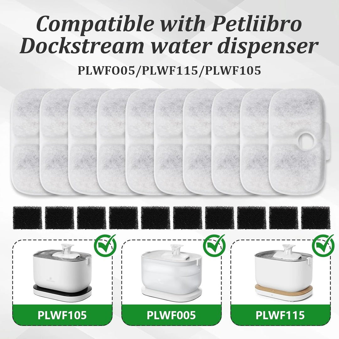 40 Stück Katzenbrunnen Filter für Dockstream Trinkbrunnen für Katze PLWF105/PLWF115/PLWF005, Trinkbr