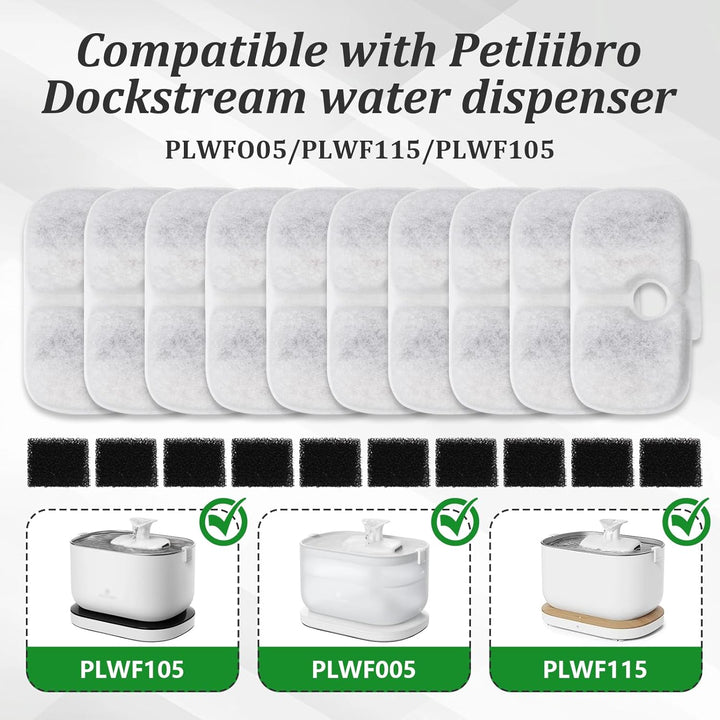 40 Stück Katzenbrunnen Filter für Dockstream Trinkbrunnen für Katze PLWF105/PLWF115/PLWF005, Trinkbr