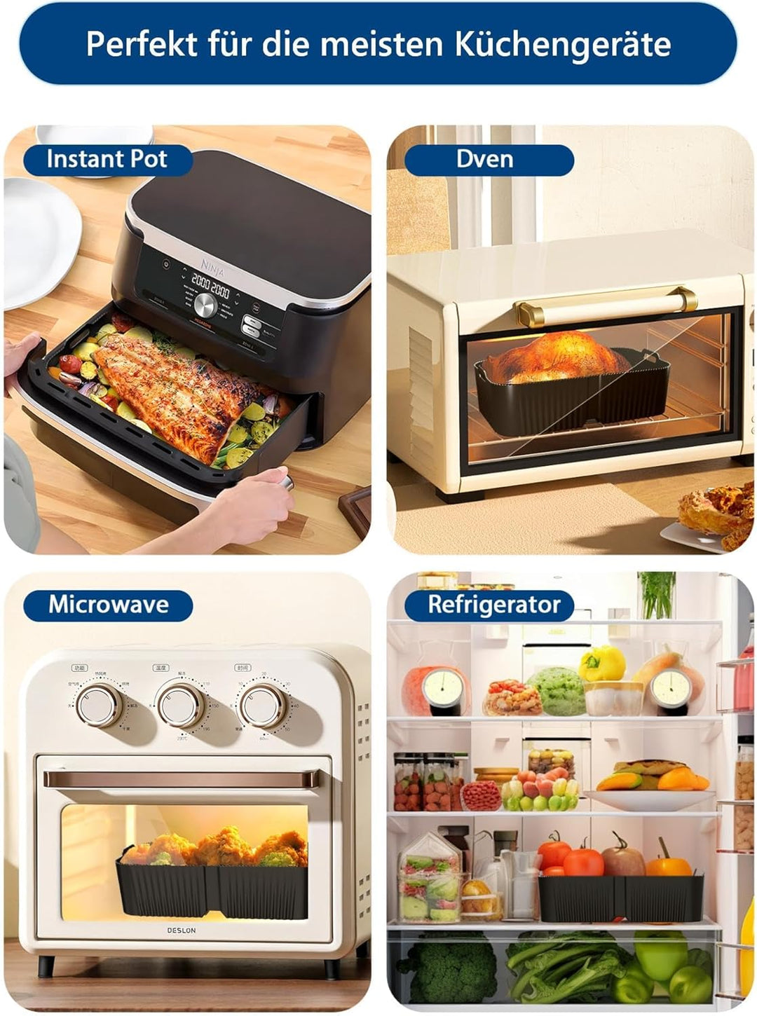 Silikonform HeissLuftfritteuse für Philips Airfryer 1000 Series Flexible Basket 7.1 L(NA154/00), 3 S