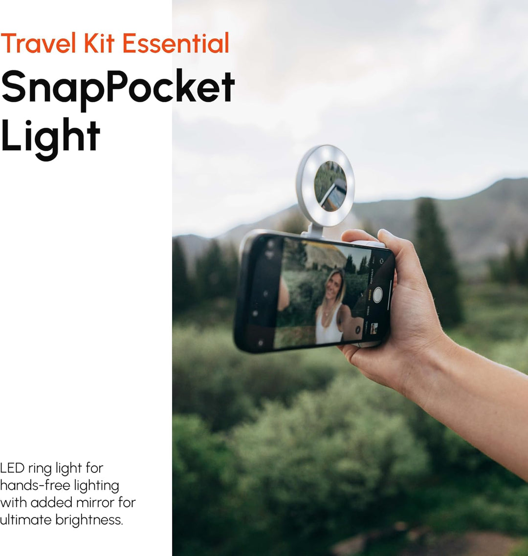 ShiftCam Travel Kit Essential - Magnetischer Telefongriff, Selfie-Licht & Stativ für iPhone & Androi