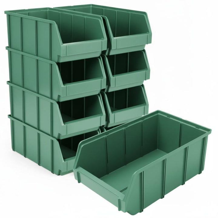 RODOPI 9er Set Stapelboxen, Grösse XL | Sichtlagerkästen 489x304x185mm | Robuste Lagerboxen für Werk