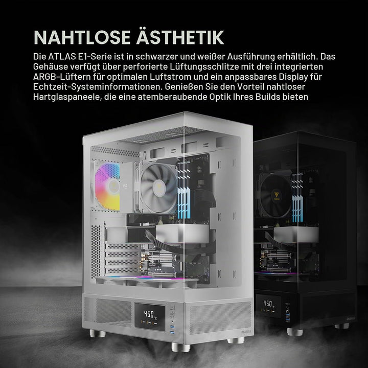 GAMDIAS Atlas E1 ATX Gaming Midi-Tower PC-Gehäuse,Echtzeit-Anzeige mit Software, Enthalten 3 x 120mm