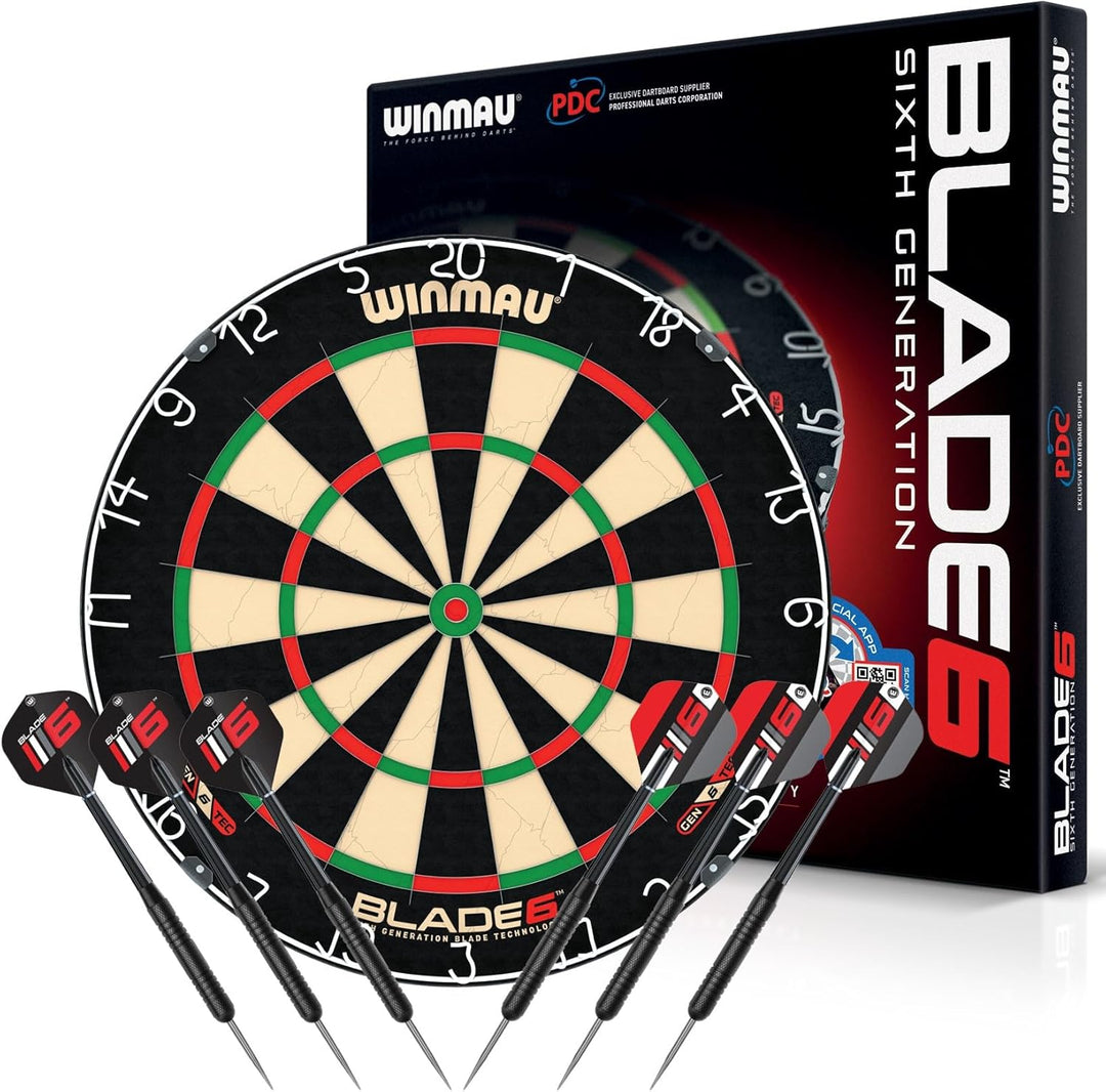 WINMAU Blade 6 Professionelle Bristle Klassische Dartscheibe with Darts Set (2 Sätze Darts)