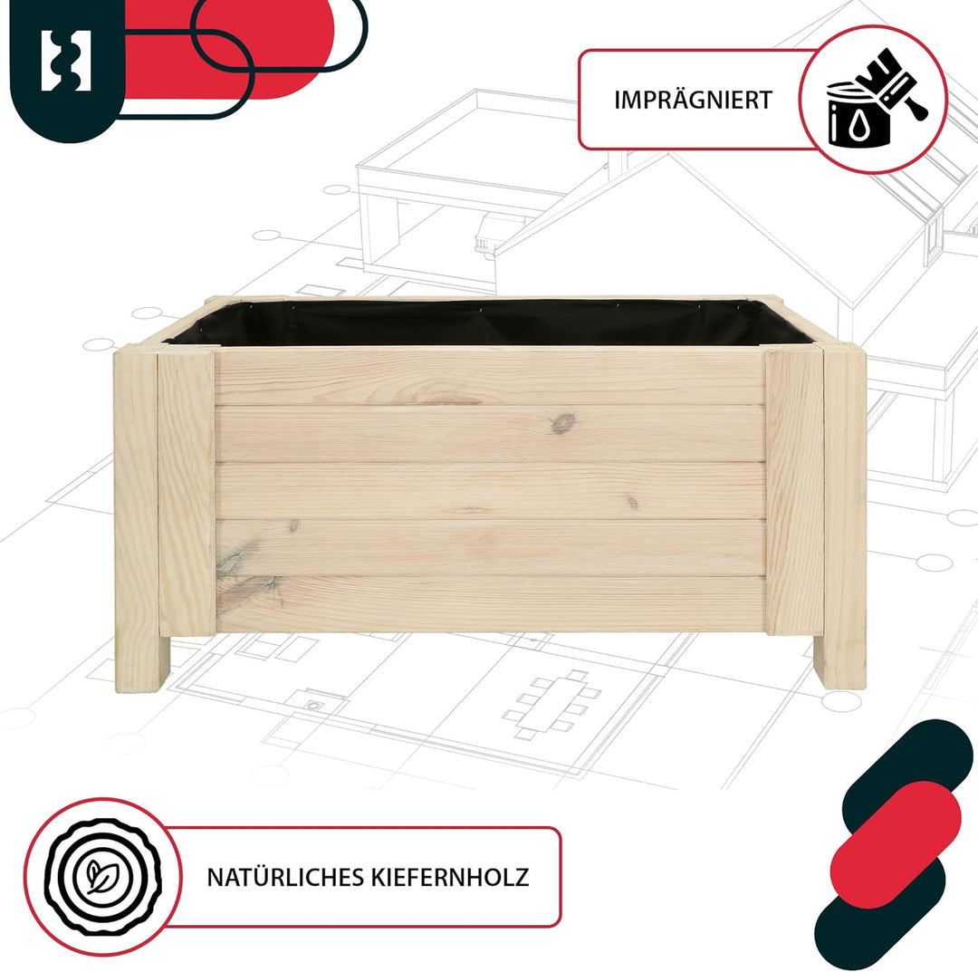 KOTARBAU® Blumenkasten - 60 x 39 x 30 cm - Pflanzkasten mit Vlies - Pflanzkübel gross aussen - Balko