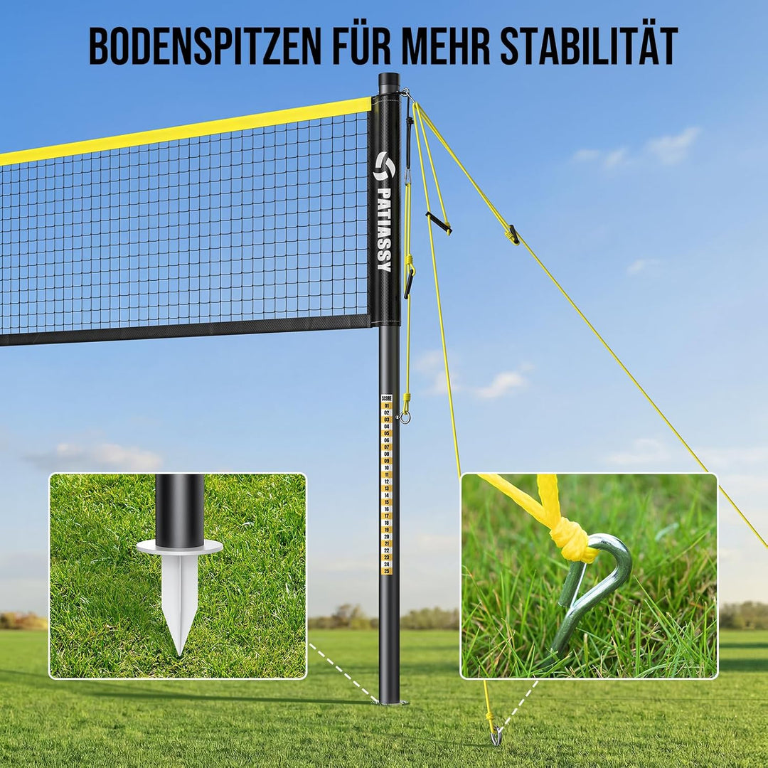 Tragbares Badmintonnetz, Federballnetz für Garten 4-Fach-Breitenverstellbar Sportnetz 6|5,1|4,2| 3 M