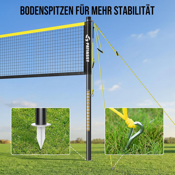 Tragbares Badmintonnetz, Federballnetz für Garten 4-Fach-Breitenverstellbar Sportnetz 6|5,1|4,2| 3 M