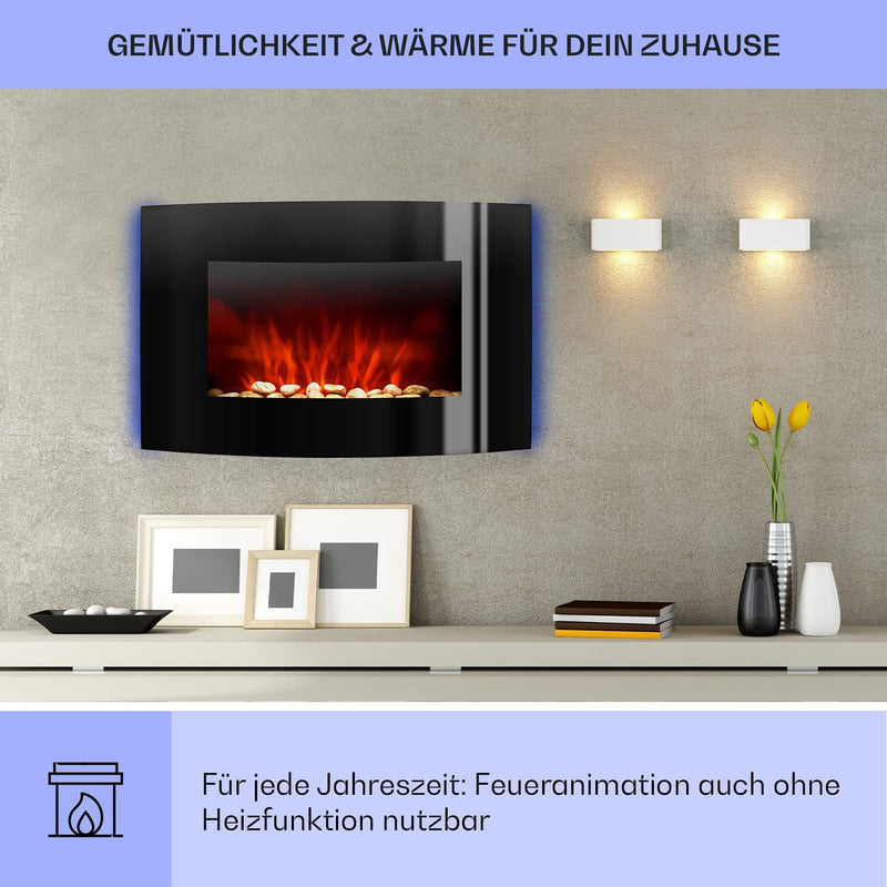 Klarstein Lausanne Elektrokamin - Kamin elektrisch, Elektro Kamin mit Flammensimulation, LED, geräus