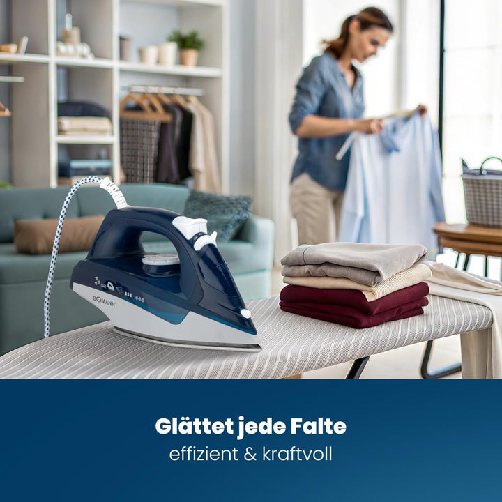 Bomann® Dampfbügeleisen mit Edelstahlspezialsohle | 2200W | Bügeleisen mit Dampf | 250ml Tank | schn