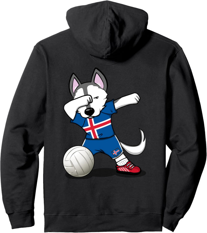 Dabbing Husky Hund Island Volleyball - Isländische Flagge Pullover Hoodie