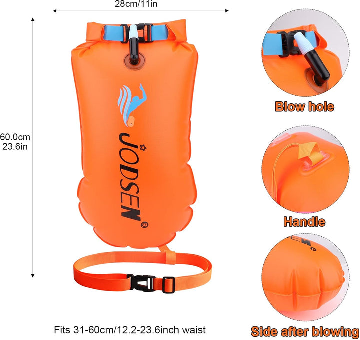 Schwimmboje,Boje Schwimmen Aufblasbare Trockentasche 20l mit Wasserdichter Handytasche,Trockensack f