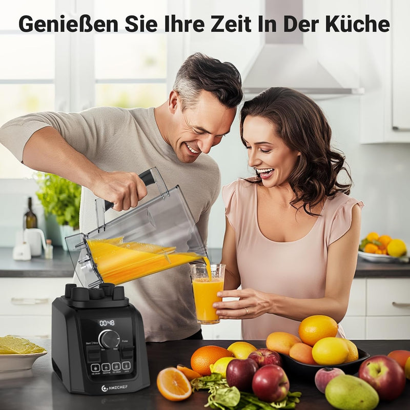 AMZCHEF 4-IN-1 Standmixer Hochleistungsmixer - 2L Standmixer mit 3D Klingen Crush in Sekunden Techno