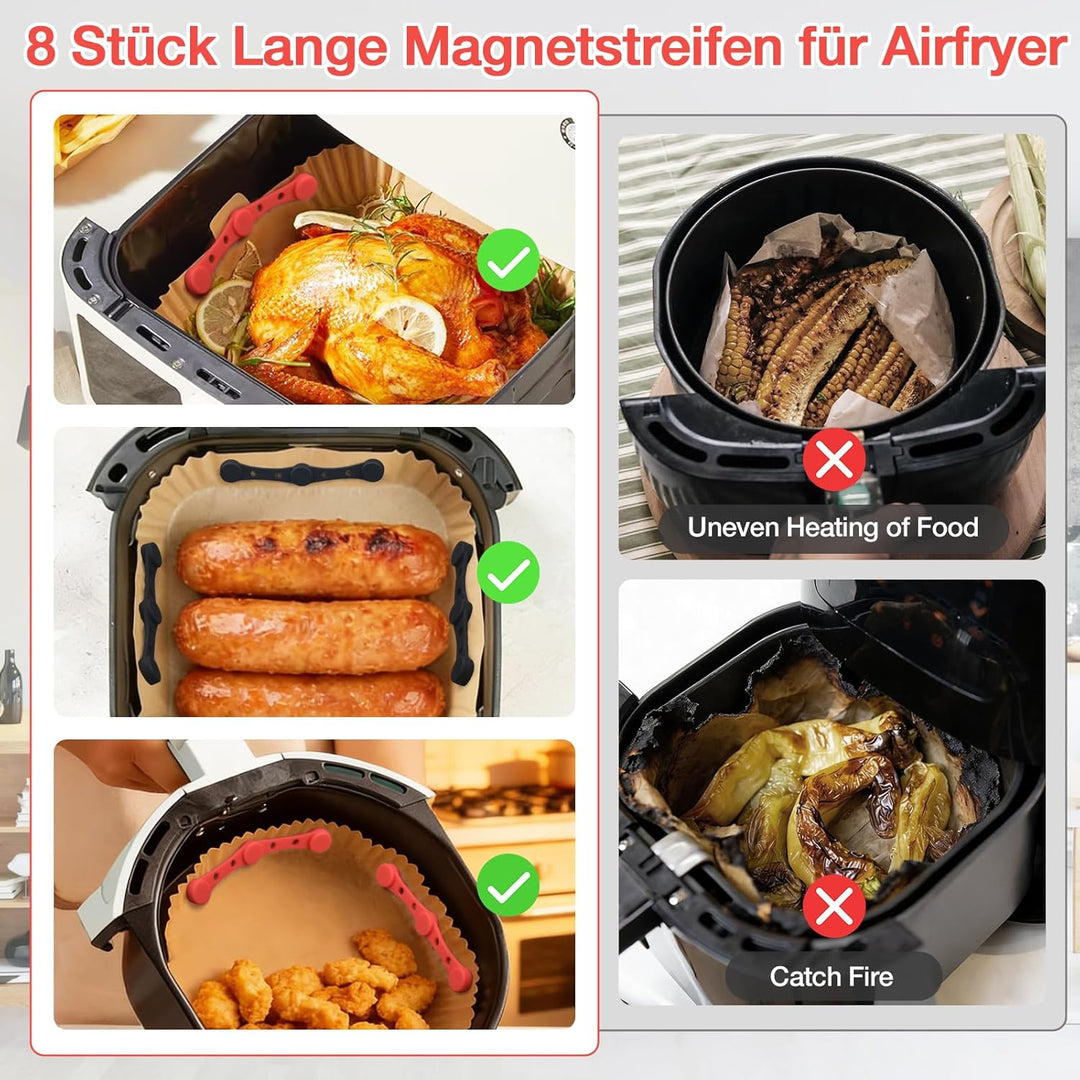 11 Stück Magnete für Airfryer Backpapier - Silikon Befestigung für Heissluftfritteuse Zubehör,12cm L