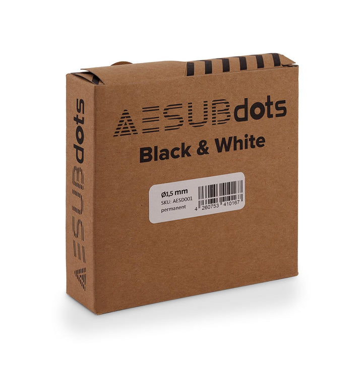 AESUBdots black&white – Weisse Referenzpunkte für 3D-Scanner mit strukturiertem Licht, selbstklebend