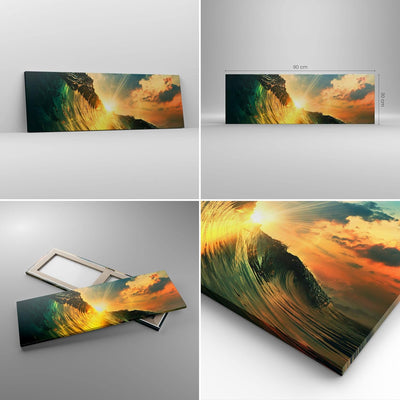 Panorama Bilder auf Leinwand Meer Welle Wasser Leinwandbild 90x30cm Wandbilder Dekoration Wohnzimmer