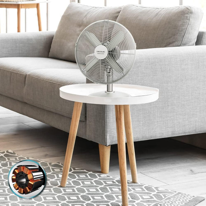 Cecotec Tischventilator EnergySilence 610 SteelDesk. 40 W, Stahl-Finish, Durchmesser 30,5 cm mit 4 F