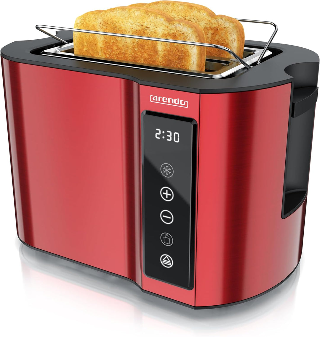 Arendo - Touch Toaster 2 Scheiben Edelstahl - Touchpanel - digital Display Restzeitanzeige - 800 W –