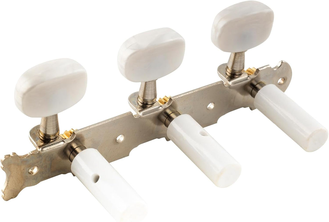 Musiclily Pro 3 auf einer Platte Mechaniken Set für Konzertgitarre,Nickel Ovaler Knopf Ovale Knöpfe,