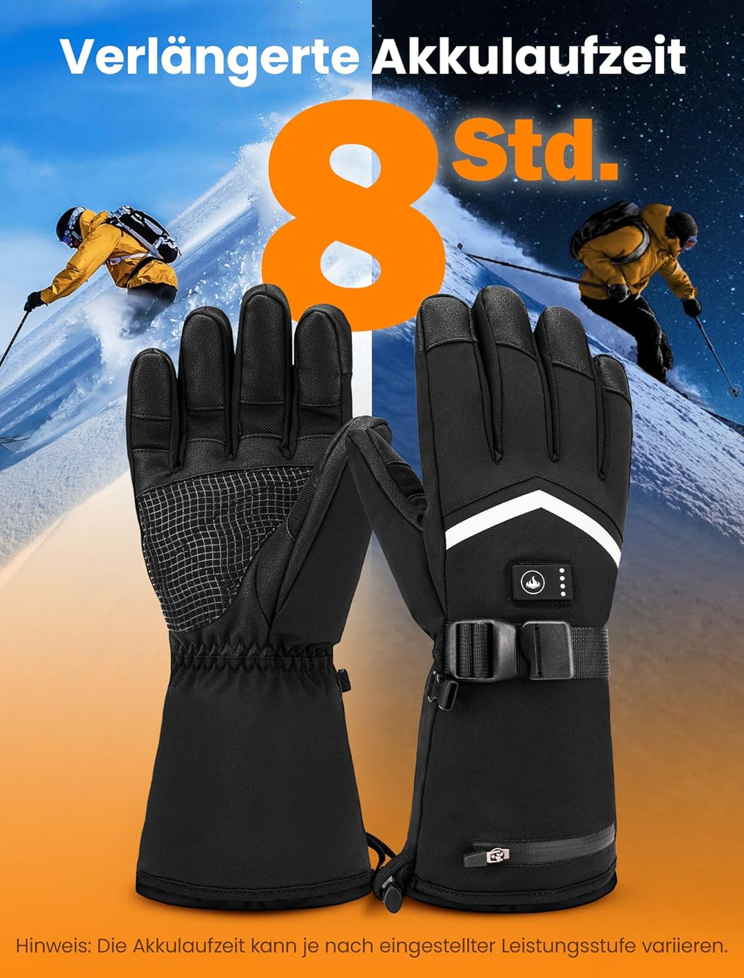 Beheizbare Handschuhe für Herren Damen, Wiederaufladbare Beheizte Handschuhe 3200mAh mit Touchscreen