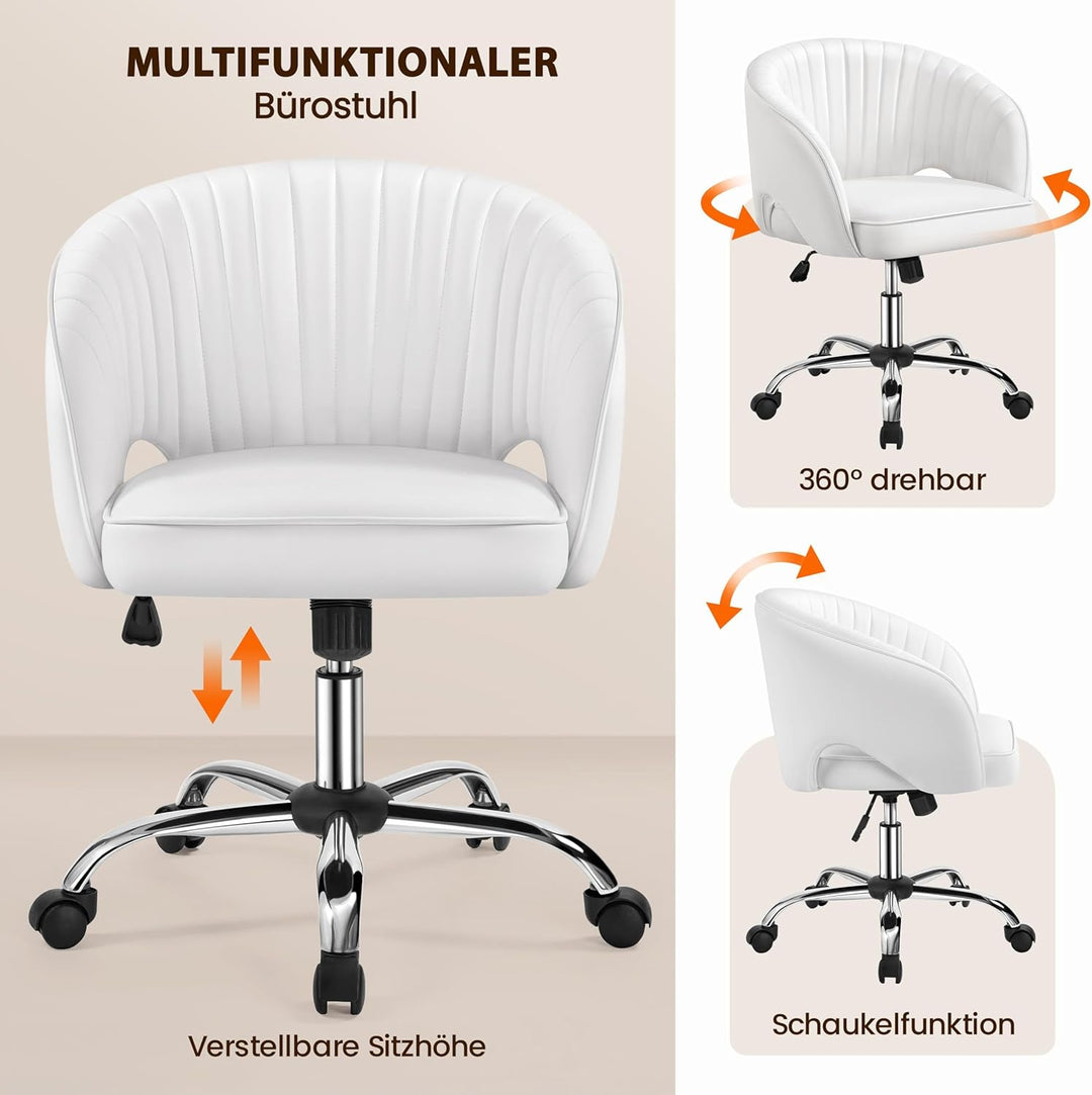 Yaheetech Bürostuhl aus Kunstleder, Ergonomischer Schreibtischstuhl mit Armlehnen, Drehstuhl mit Rol