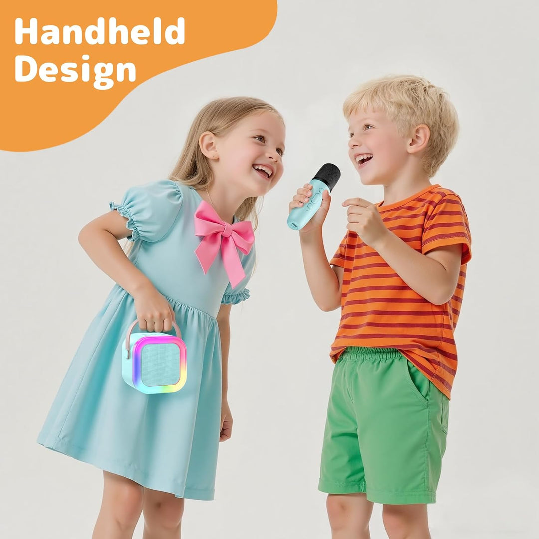 Fede Karaoke Maschine für Kinder Erwachsene, Mini Karaoke Maschine mit 2 Mikrofonen, Tragbarer Bluet