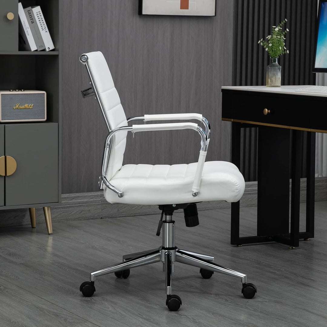 SVITA Office Comfort Bürostuhl Schreibtischstuhl Drehstuhl Chefsessel Kunstleder Weiss Weiss Kunstle