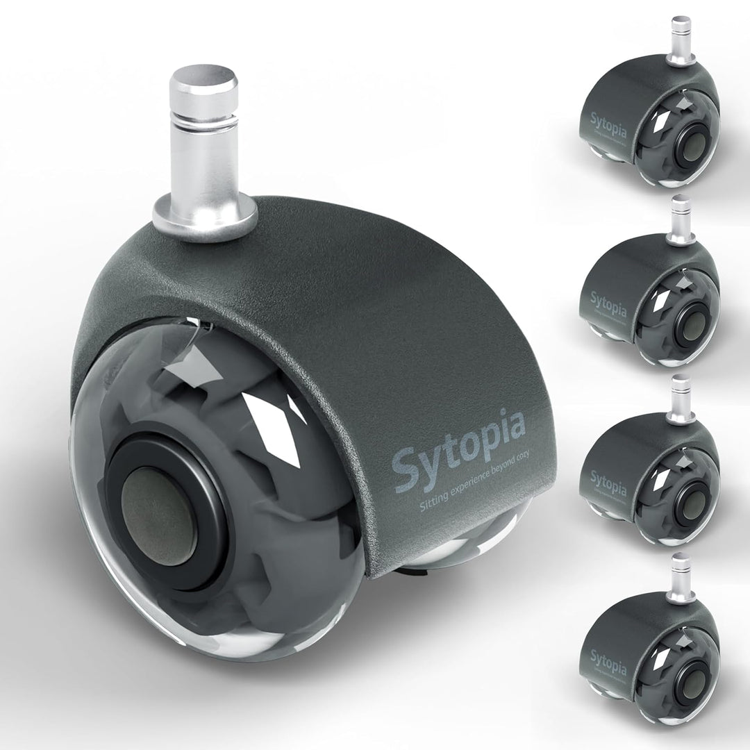 Sytopia Universal Bürostuhlrollen, 5er Set Bürostuhl Rollen 11x22MM, Perfekte Leise Gummirollen für