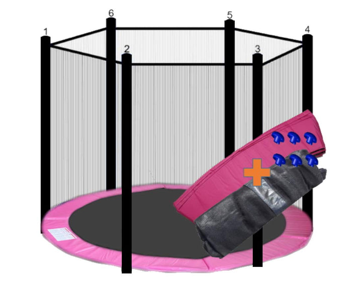 walexo Trampolin Randabdeckung + Sicherheitsnetz für 6 Stangensystem Grössen – sicherer Schutz und k