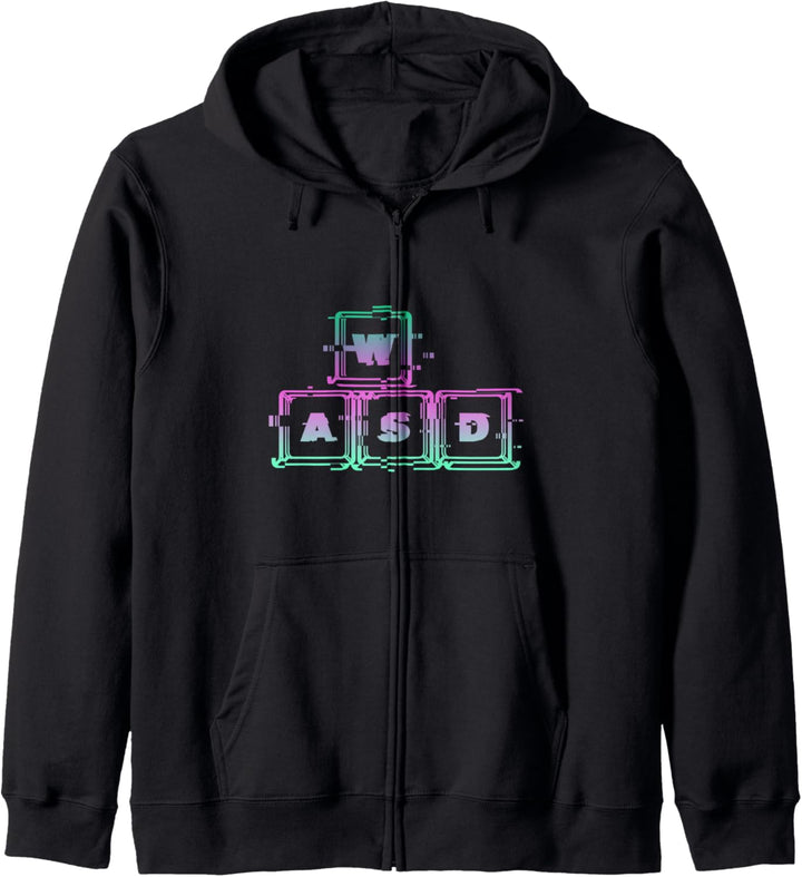 WASD PC Gamer, Zocker Vaporwave Aesthetic Glitch Motiv Kapuzenjacke