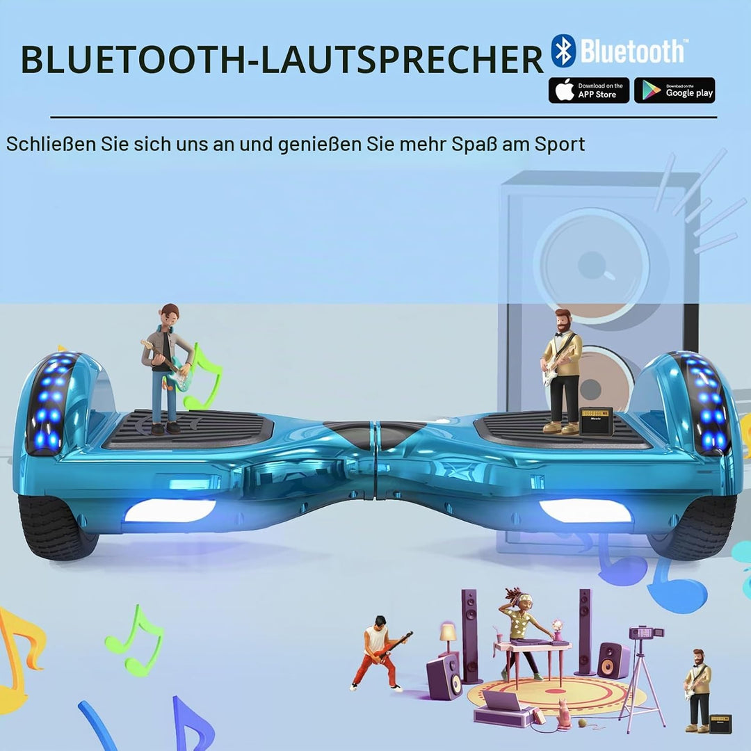 RCB Hoverboards 6,5 Zoll Skateboard Kinder und Jugendliche Hoverboards mit Bluetooth - Led Licht Seg