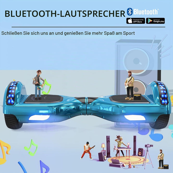 RCB Hoverboards 6,5 Zoll Skateboard Kinder und Jugendliche Hoverboards mit Bluetooth - Led Licht Seg